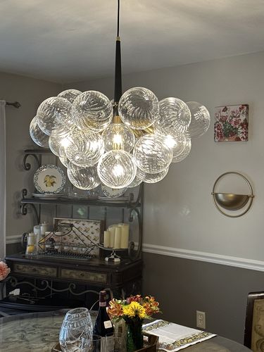 Customer photo review of Modern Cluster Ribbed Glass Globe Bubble Chandelier
