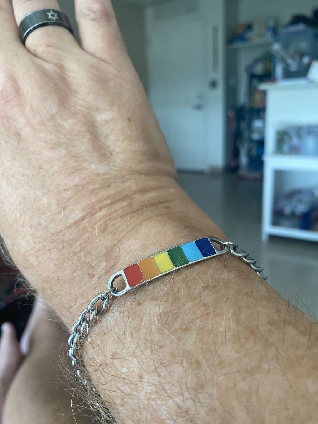 Customer photo review of Stainless Steel Rainbow Bracelet