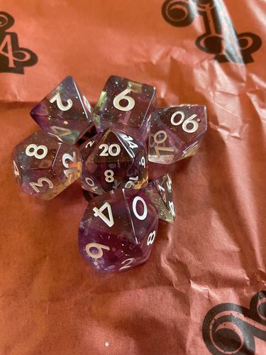 Customer photo review of Dots | Resin RPG Dice Set