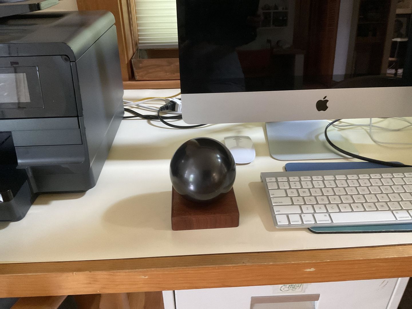 Customer photo review of Shungite Sphere | 100mm, 4 Inch, Custom Wood Stand