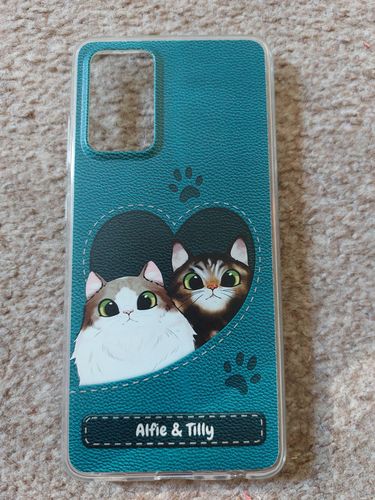 Customer photo review of Cat heart leather look - Personalised phone case