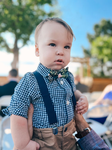 Customer photo review of Navy Rifle Paper Co Bow Tie & Navy Suspenders Set