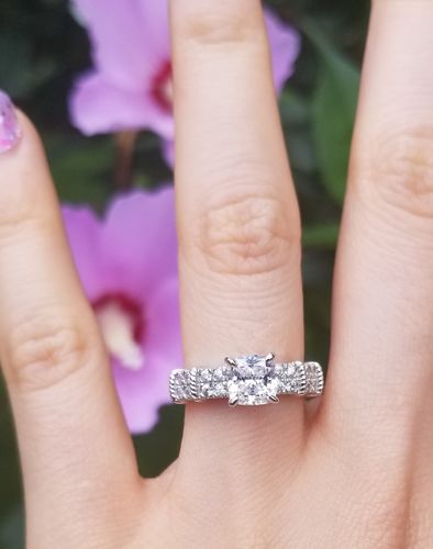 Customer photo review of Solitaire 1.25ct Cushion CZ Ring in Sterling Silver