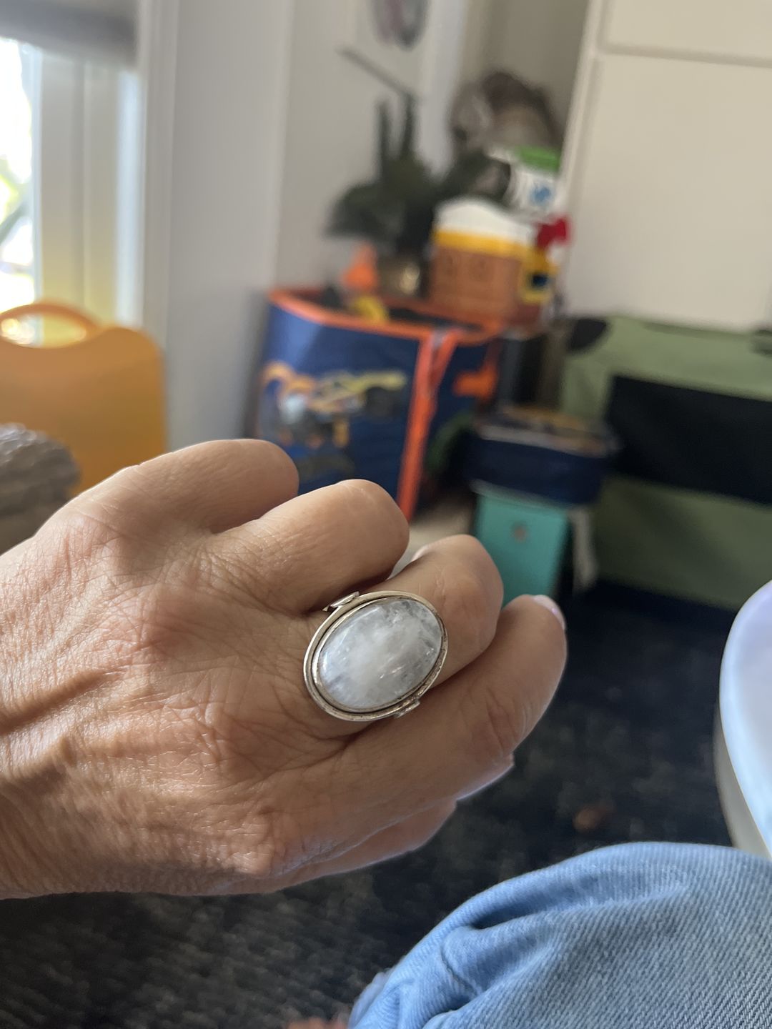 Customer photo review of Sterling Silver Rainbow Moonstone Ring