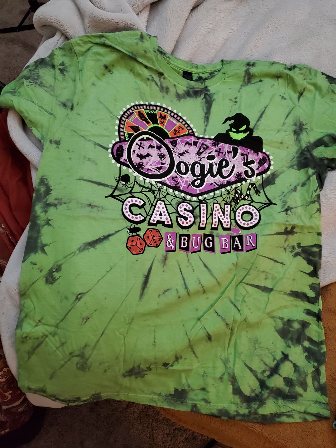 Customer photo review of Oogie Boogie's Casino Tie Dye Shirt (Hand Dyed- Limited Edition)