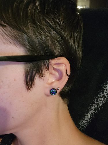 Customer photo review of PAIR Vitrail Medium Stone Black Plugs