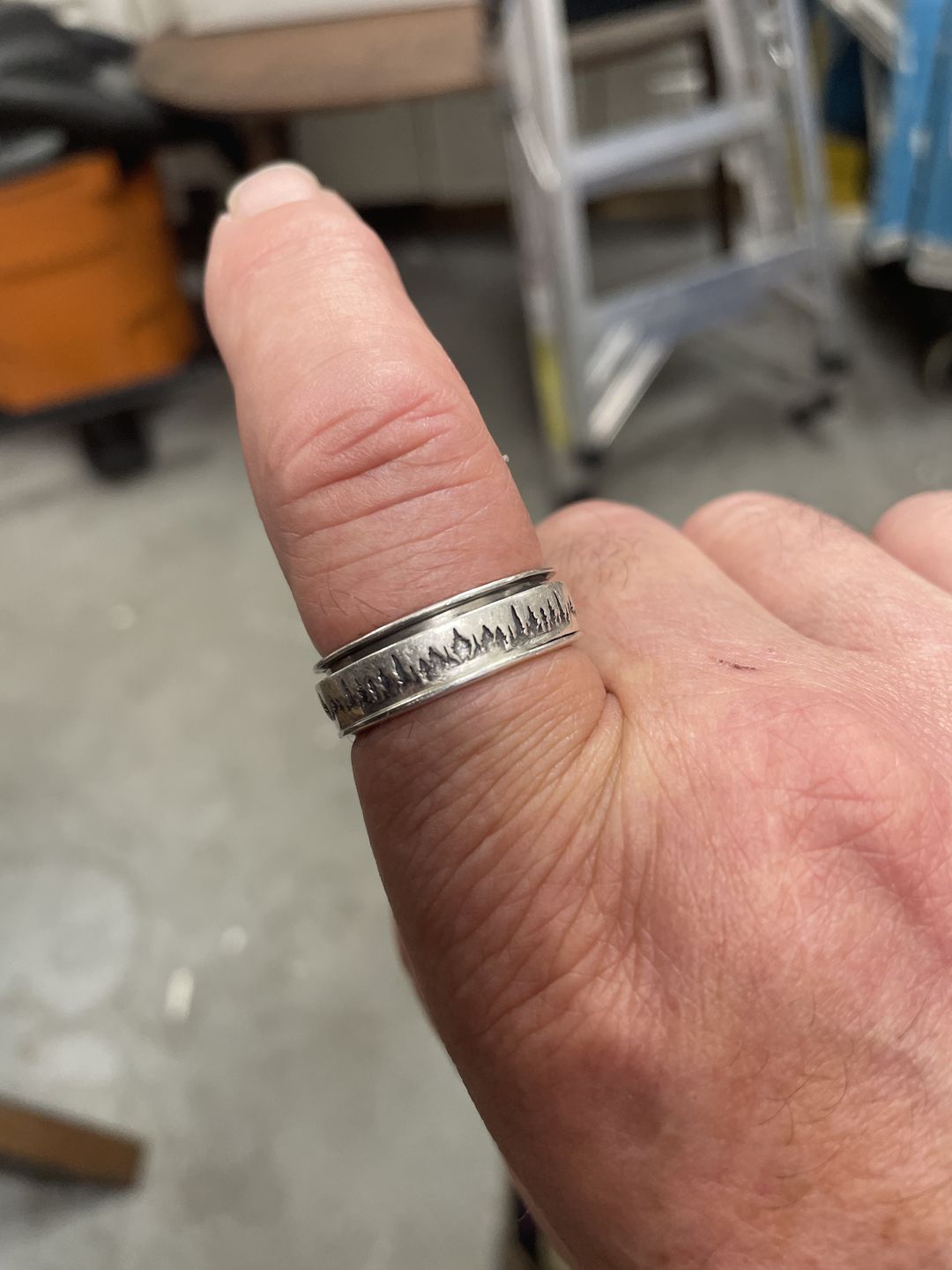 Customer photo review of Forest Fidget Men's Ring Sterling Silver