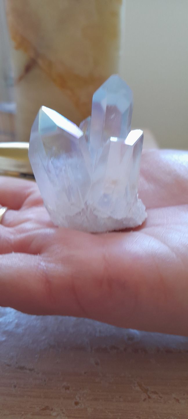 Customer photo review of White Angel Aura Quartz Crystal