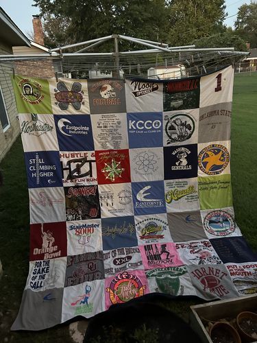 T-shirt quilt featuring oklahoma state university football by Gail from OK