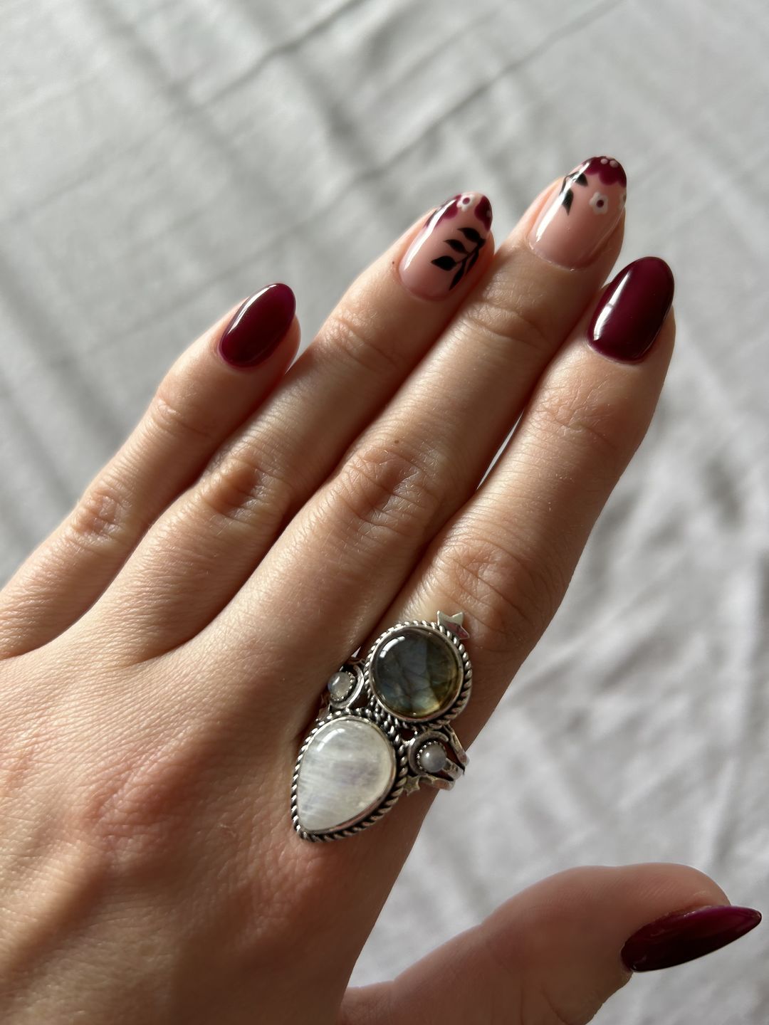 Customer photo review of Celestial Moonstone and Labradorite Silver Ring