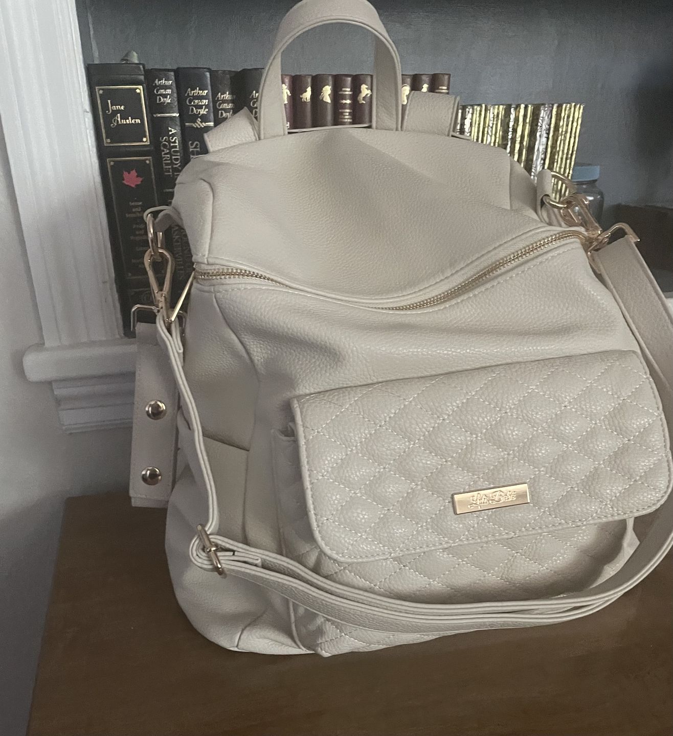 Customer photo review of Monaco Diaper Bag | Pearl White