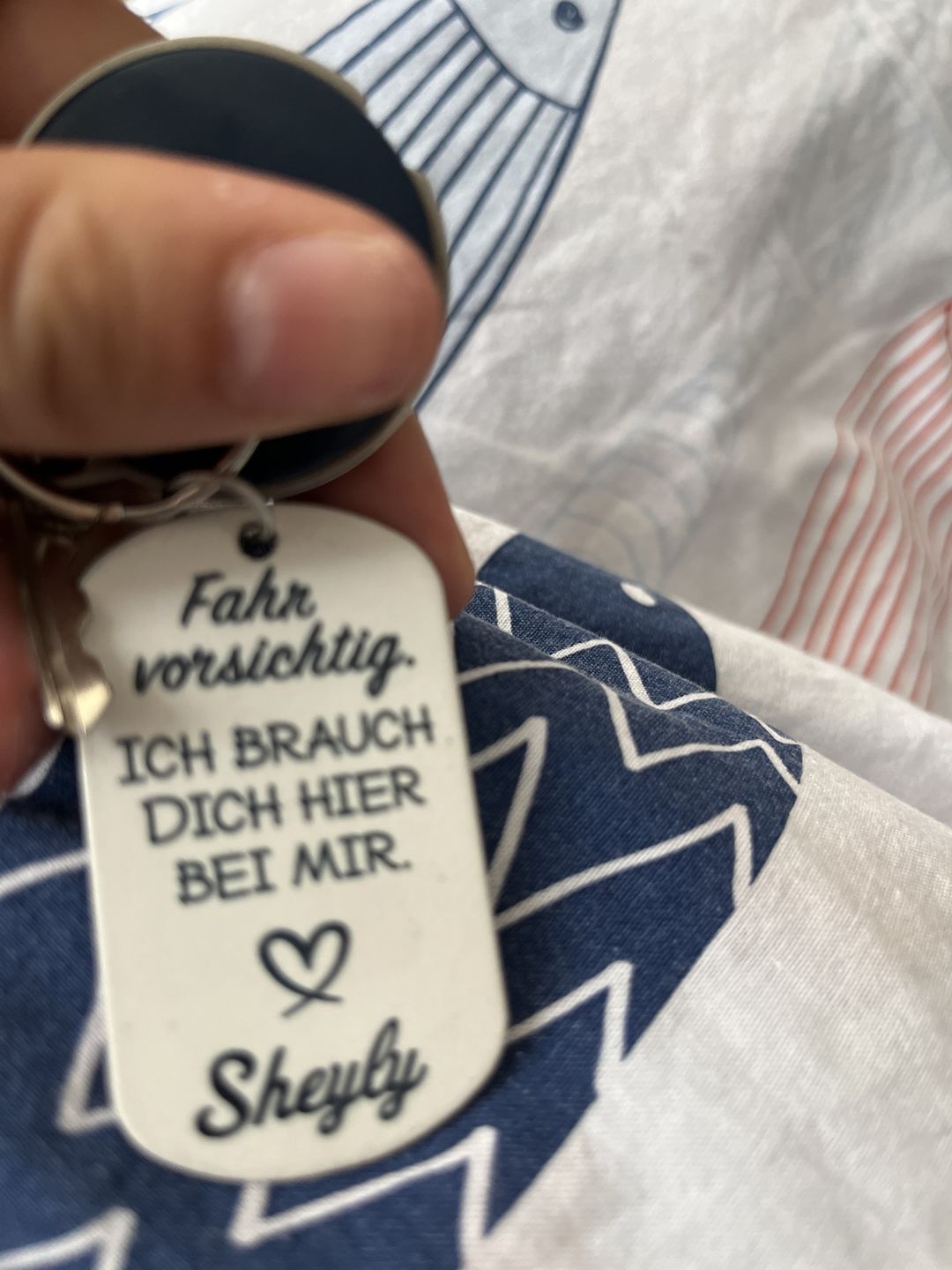 Customer photo review of Fahr vorsichtig - Paar-Schlüsselanhänger