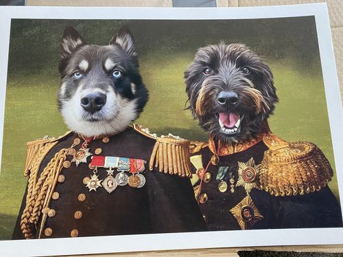 Customer photo review of The Earl & The General - Custom Pet Portrait