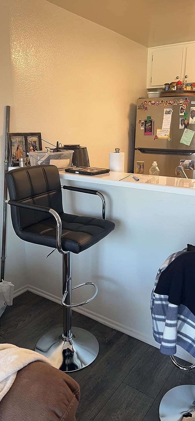 Customer photo review of Adjustable Square Bar Stools with Arm Rest (Set of 2)