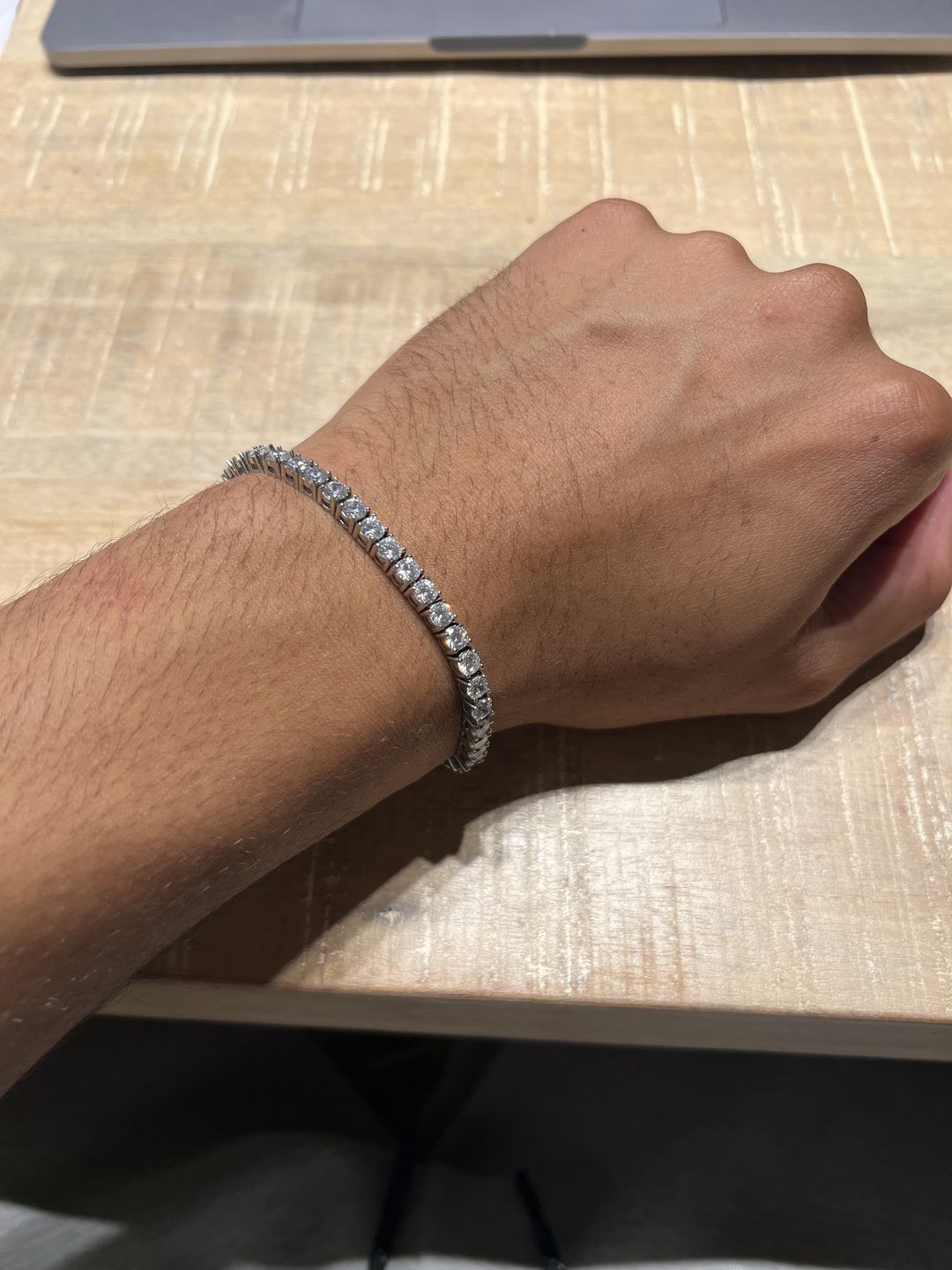 Customer photo review of TENNISBOY BRACELET. - 4MM WHITE GOLD