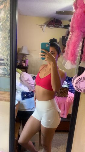 Customer photo review of Ivory Pocket Scrunch Butt Shorts