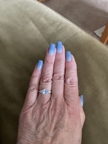 Customer photo review of 3-Stone Greyish Blue Oval CZ Ring in Sterling Silver 1.2ct
