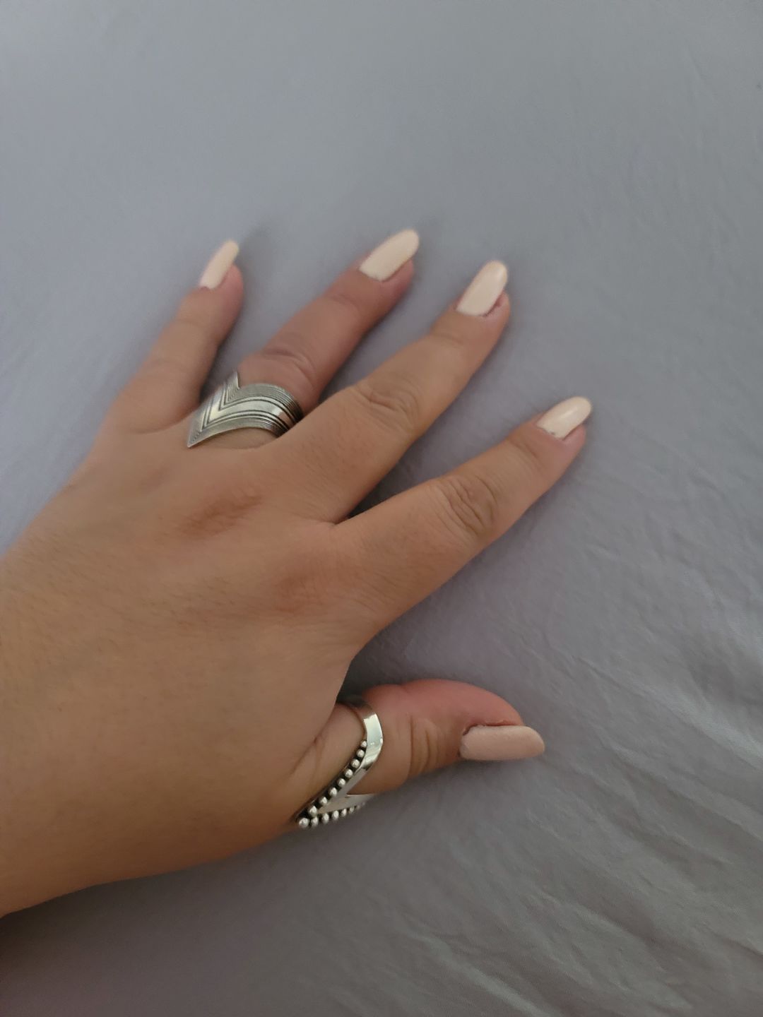 Customer photo review of Full Finger Chevron Thumb Ring Sterling Silver
