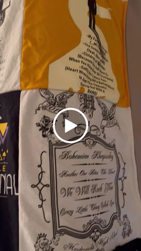 T-shirt quilt with musicals, classic rock music themes by Jeffrey from TN