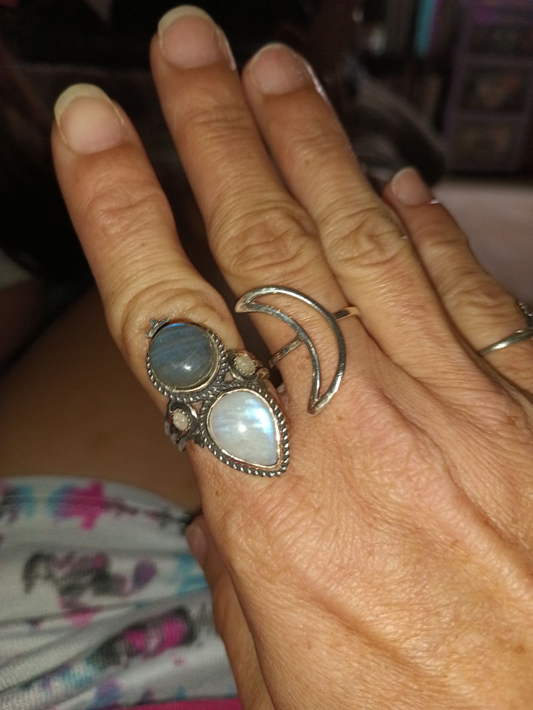 Customer photo review of Celestial Moonstone and Labradorite Silver Ring