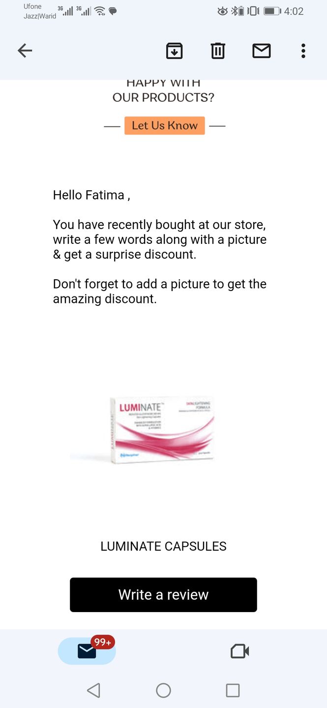 Customer photo review of Luminate Capsules For Skin Lightening