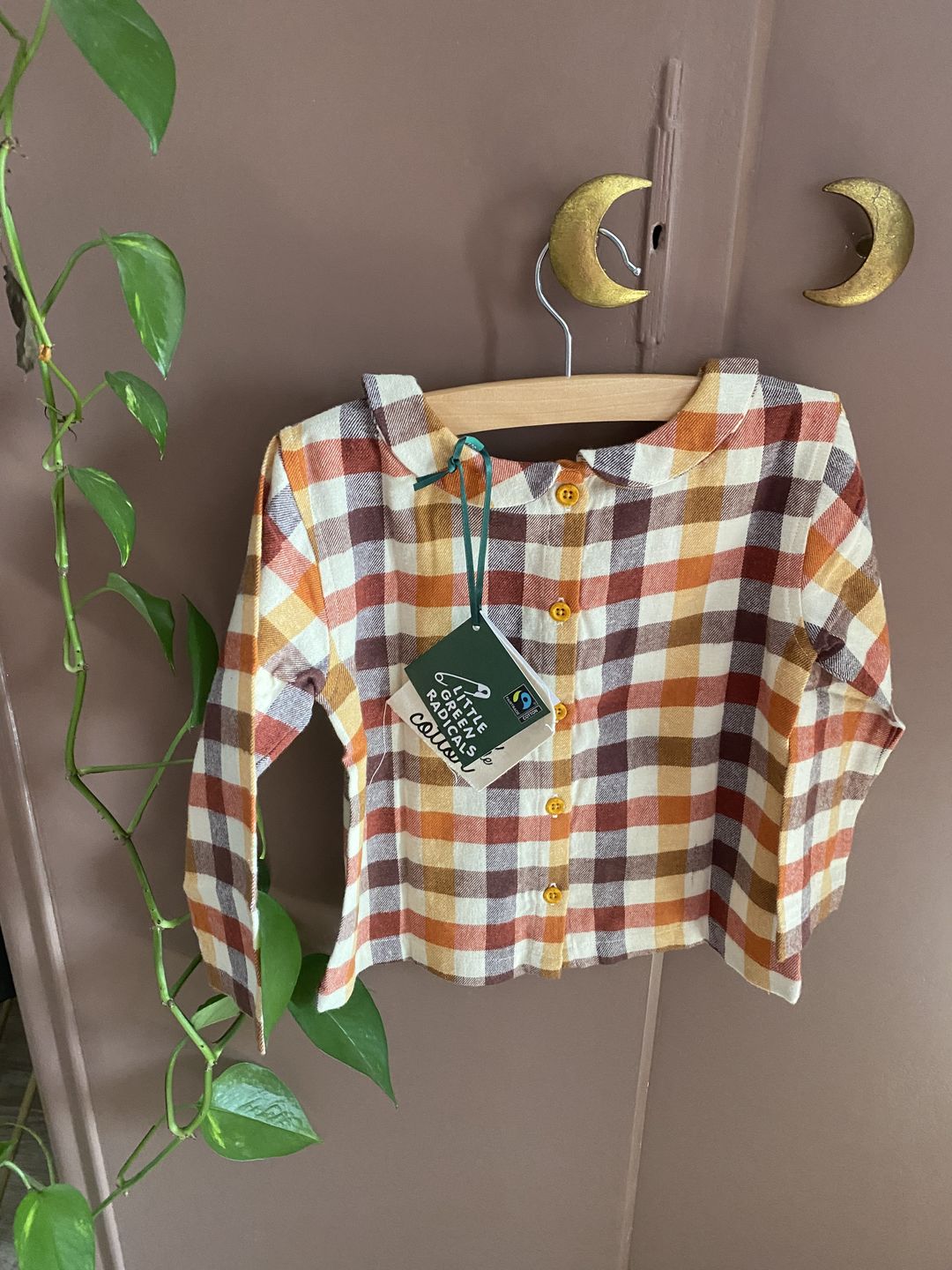Customer photo review of Autumn Leaves Checked Peter Pan Collar Blouse