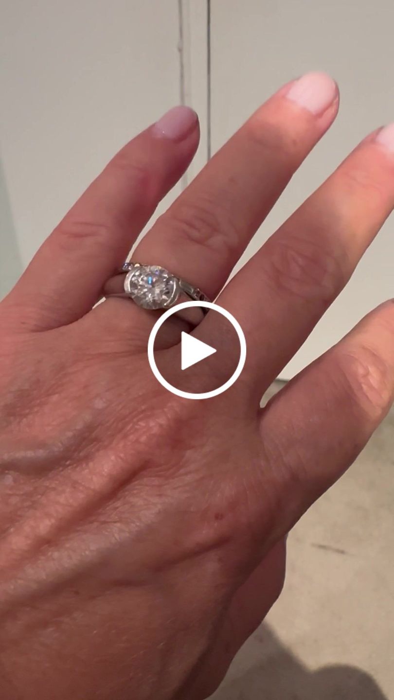 Customer video review of Solitaire Moissanite Half Bezel Set Sterling Silver Engagement Ring