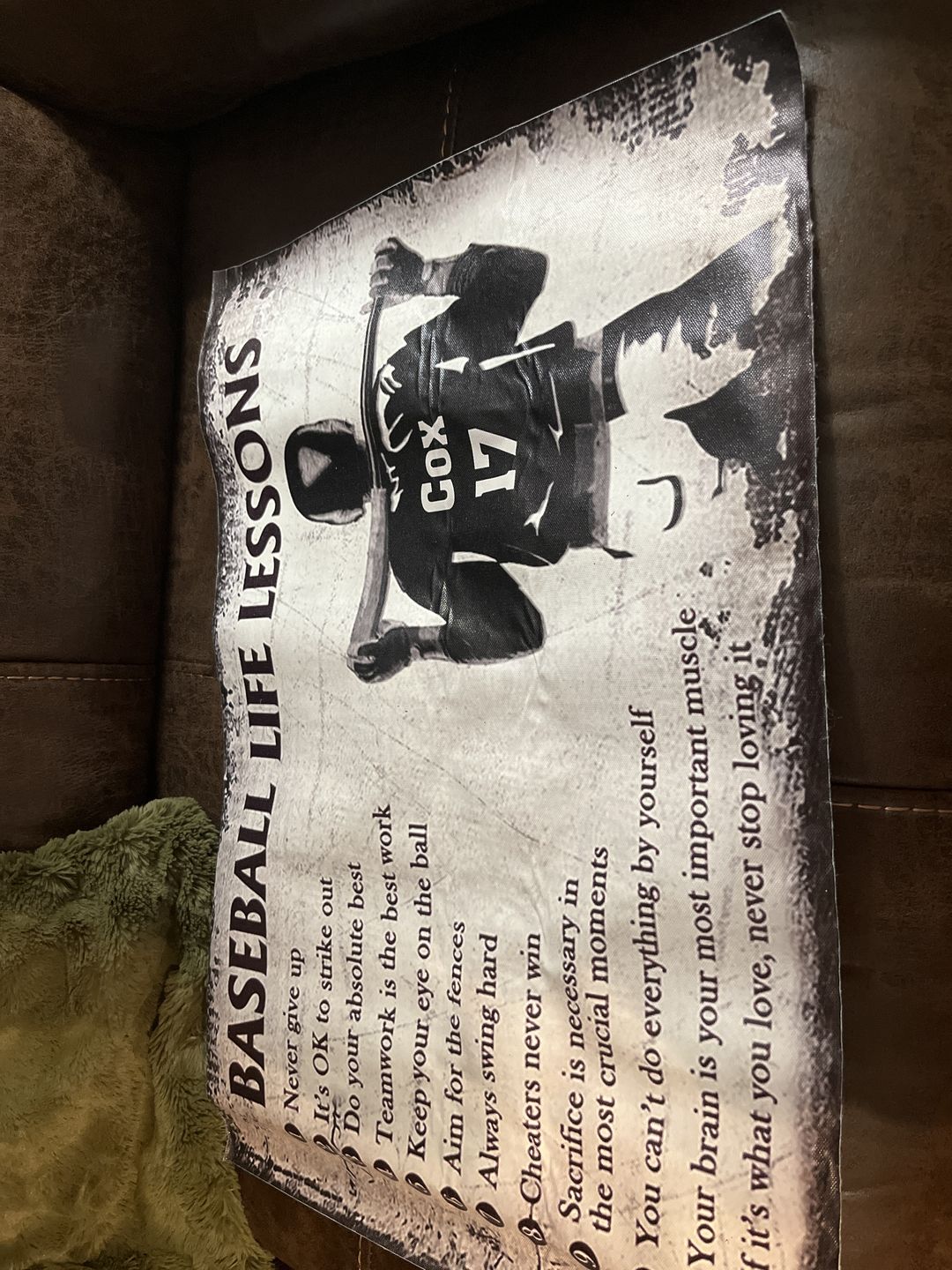 Customer photo review of Personalized Baseball Life Lessons Customized Poster