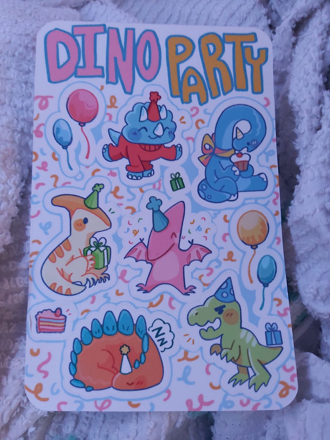 Customer photo review of Dino Party Sticker Sheet