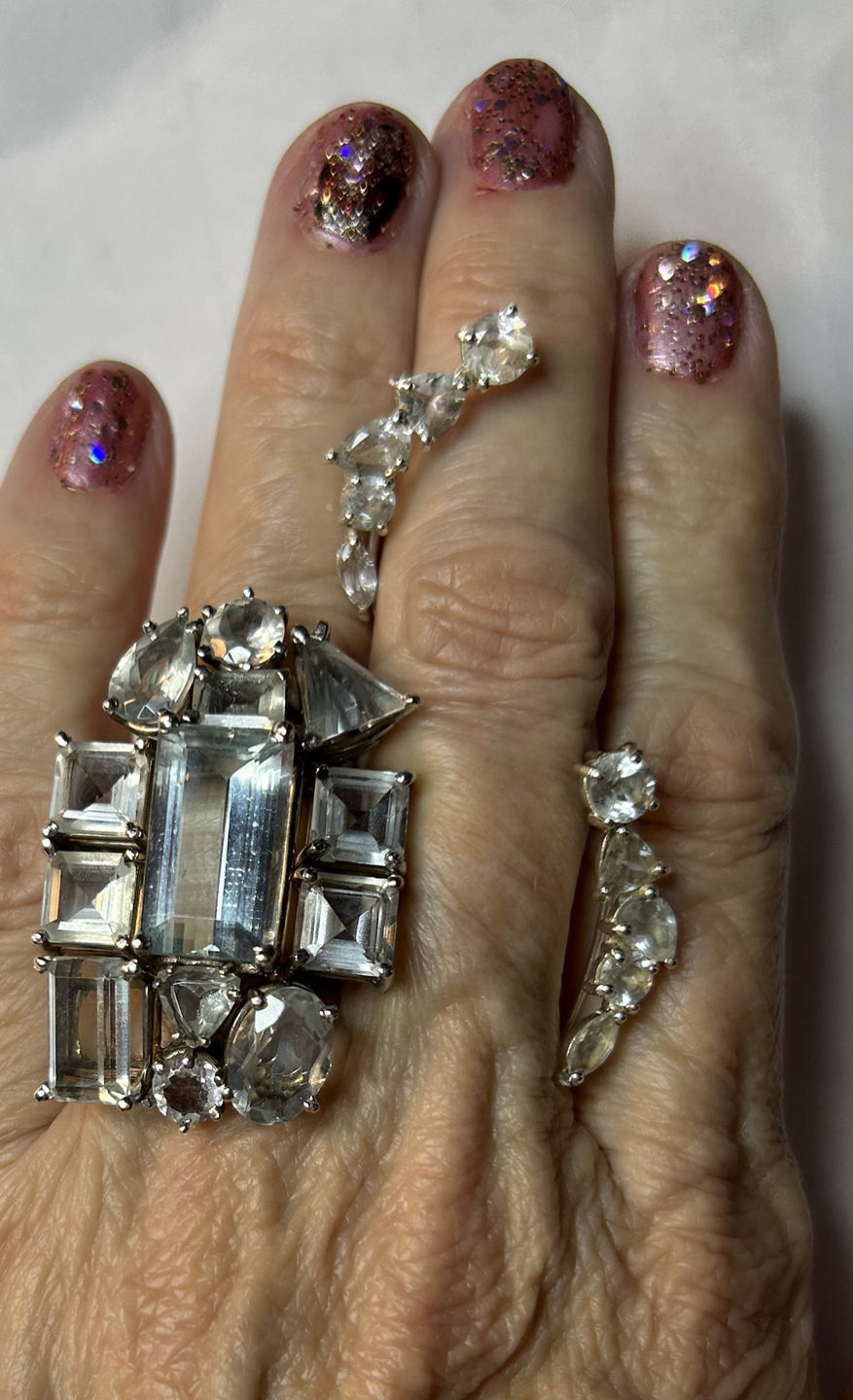 Customer photo review of Natural Aquamarine Ear Climber Earrings