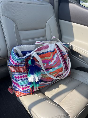 Customer photo review of Marigold Stripe Hand Embellished Shoulder Bag
