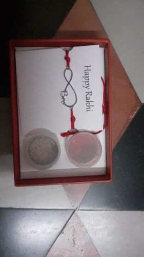 Customer photo review of Silver Infinity Rakhi