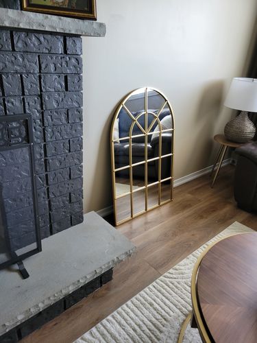 Customer photo review of Metal Gold Arch Window Mirror (42"H x 28"W)