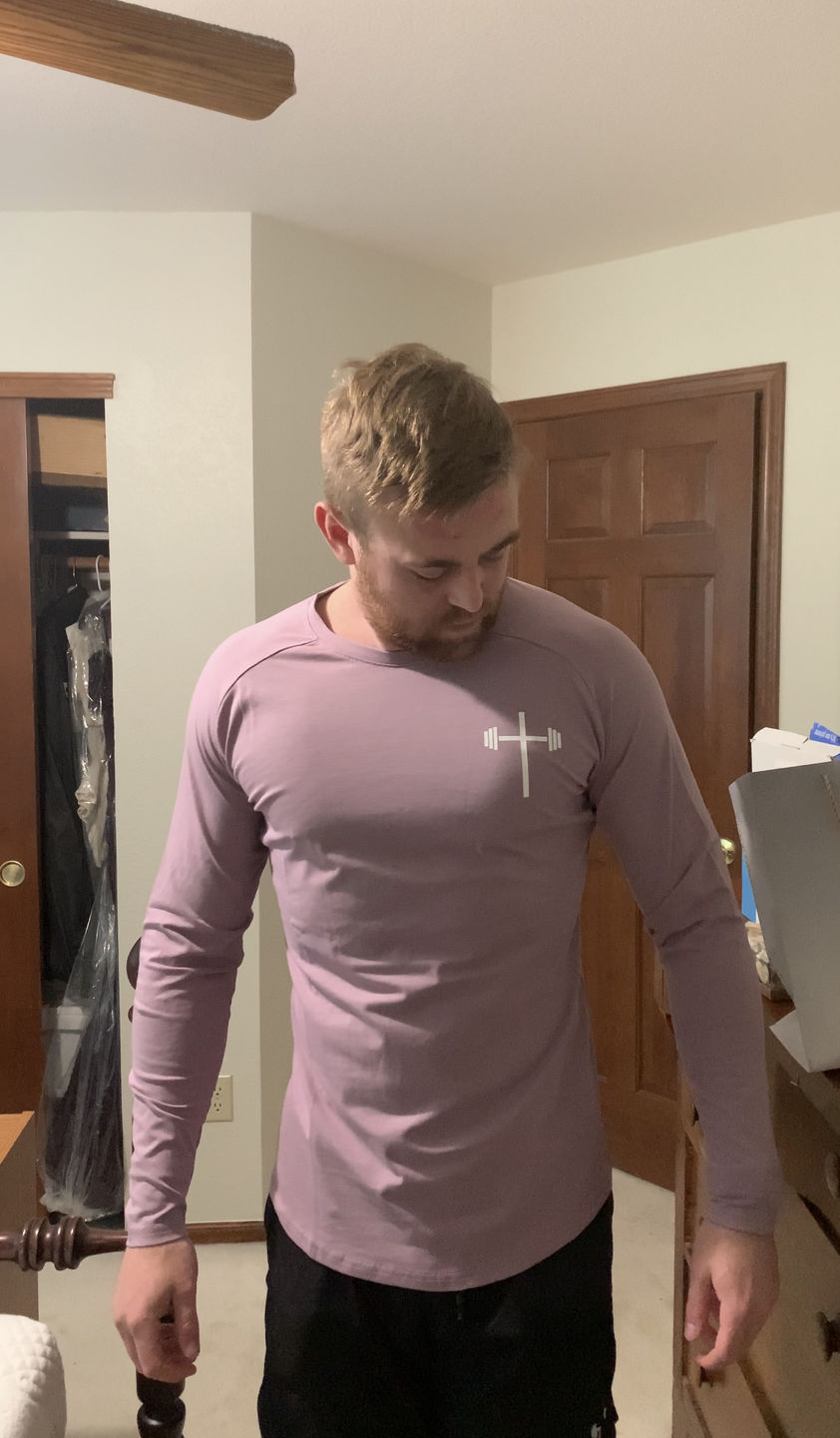 Customer photo review of Long Sleeve Performance Tee - Light Purple