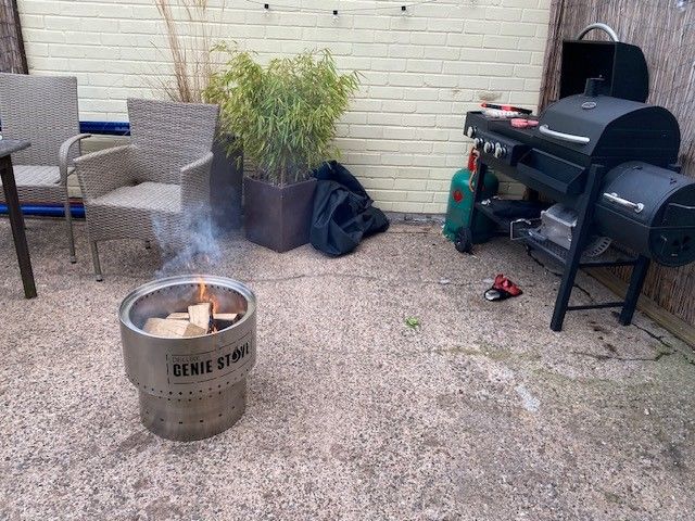 Customer photo review of Genie Stove Deluxe V 2 with FREE Patio / Lawn / Wood Protector Stand  PLUS FREE Bag PLUS FREE USB Windproof Lighter. (UNBEATABLE OFFER)