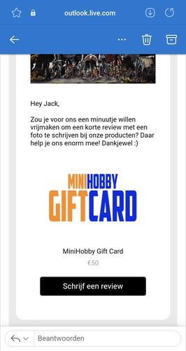 Customer photo review of MiniHobby Gift Card