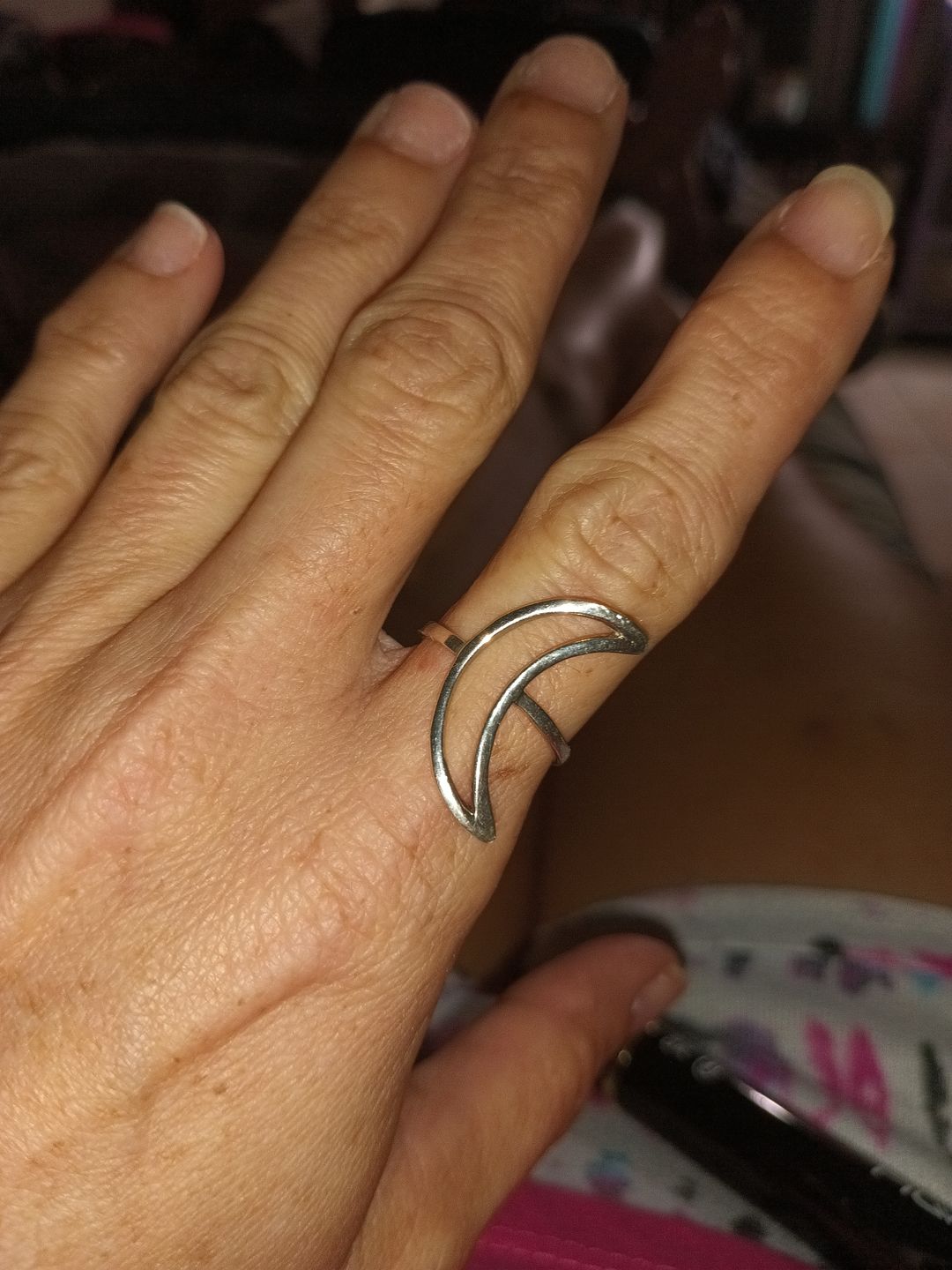 Customer photo review of Full Finger Crescent  Moon Ring Sterling Silver