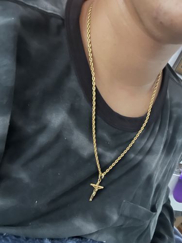 Customer photo review of Gold Stainless Steel Crucifix Necklace