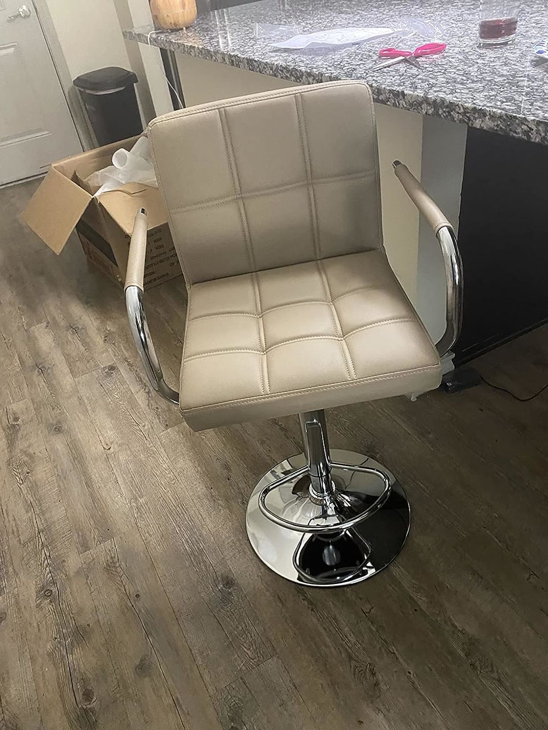 Customer photo review of Adjustable Square Bar Stools with Arm Rest (Set of 2)