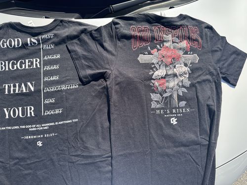Customer photo review of Theophany 'He's Risen' Lightweight T-Shirt