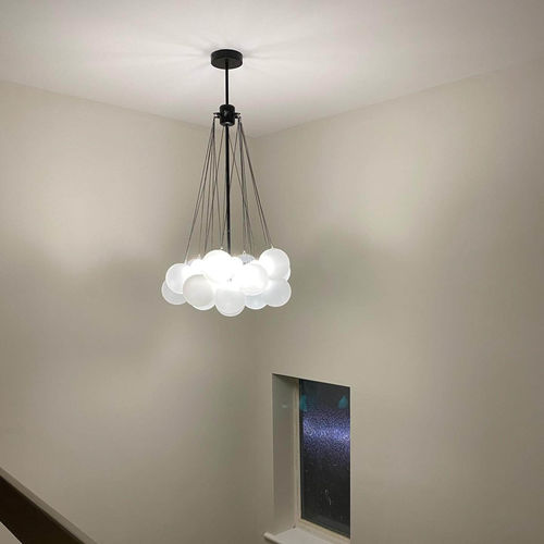 Customer photo review of Modern Glass Cluster Bubble Chandelier Light
