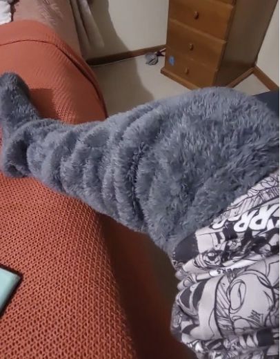 Customer photo review of Fuzzy Legs Sock Slipper