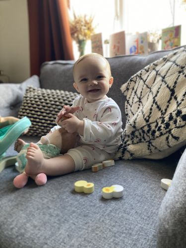 Customer photo review of Personalized Green Doll Backpack