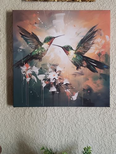 Customer photo review of Colibríes fondo verde