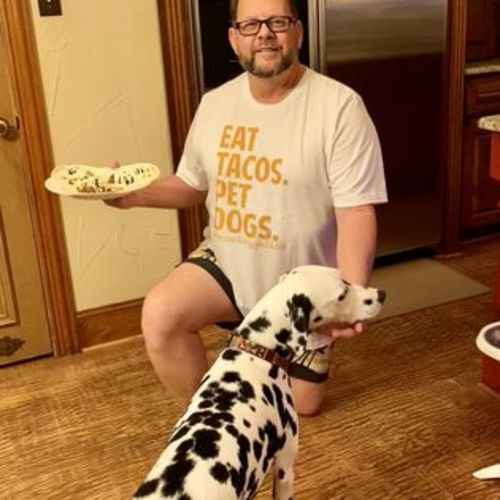 Customer photo review of Premium Eat Tacos Pet Dogs T-Shirt
