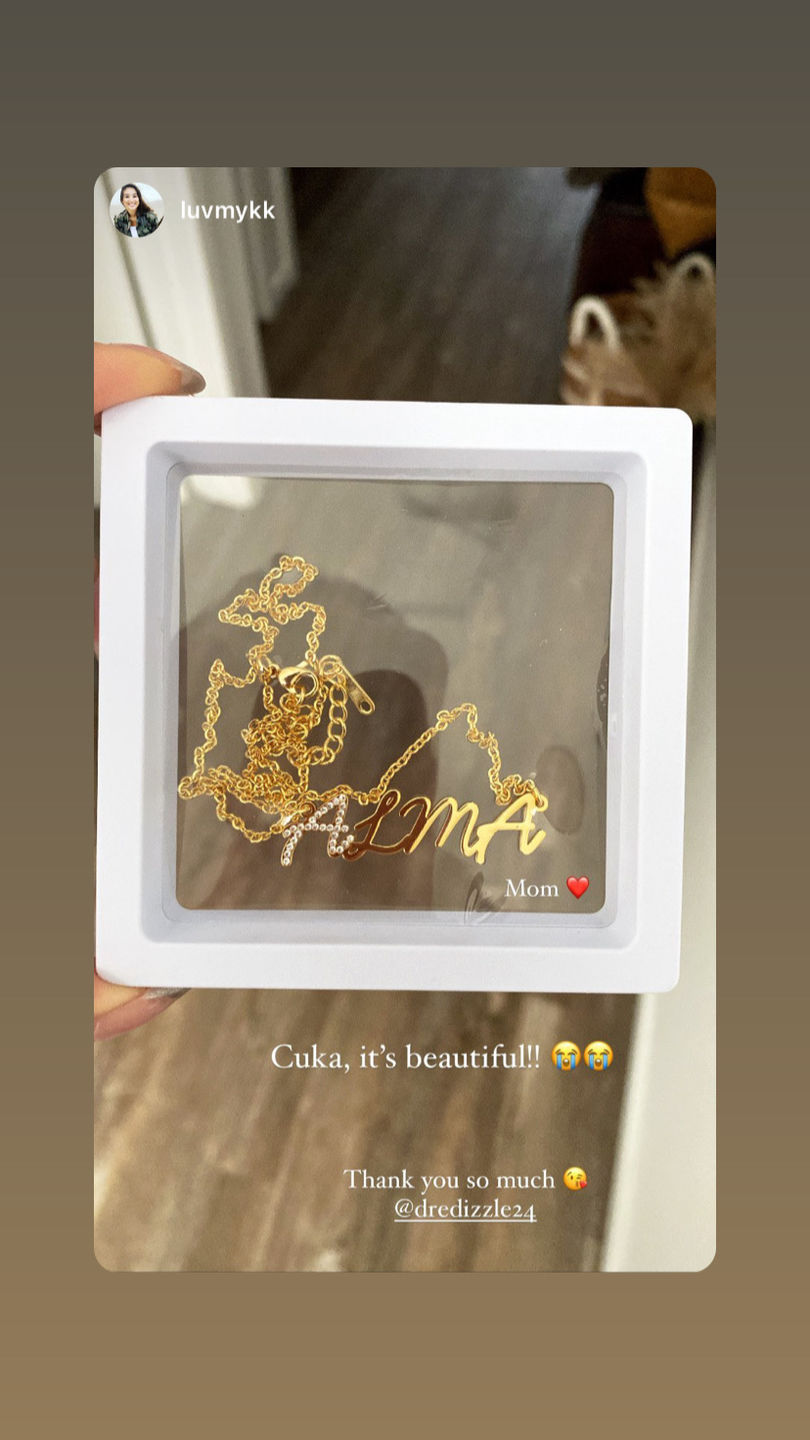 Customer photo review of Iced Letter Script Name Necklace