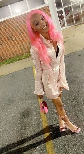 Customer photo review of Pink/Blue 200% Density 12A+ Virgin Human Hair Wave Transparent Lace Front Wig