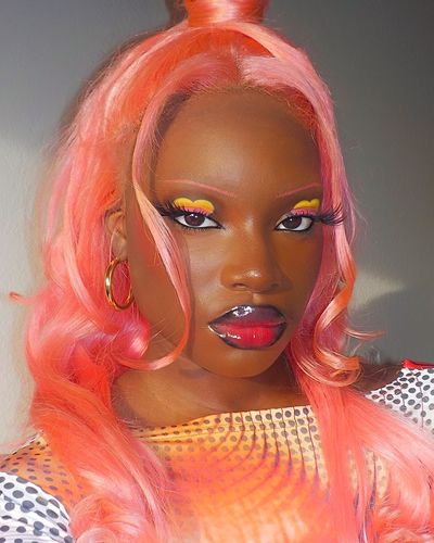 Customer photo review of Pink/Blue 200% Density 12A+ Virgin Human Hair Wave Transparent Lace Front Wig