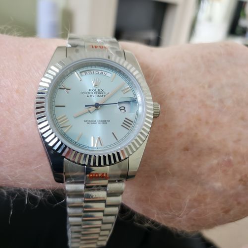 Customer photo review of Replica Clone Day Date Rolex White Gold with Turquise Dial new Model 2022