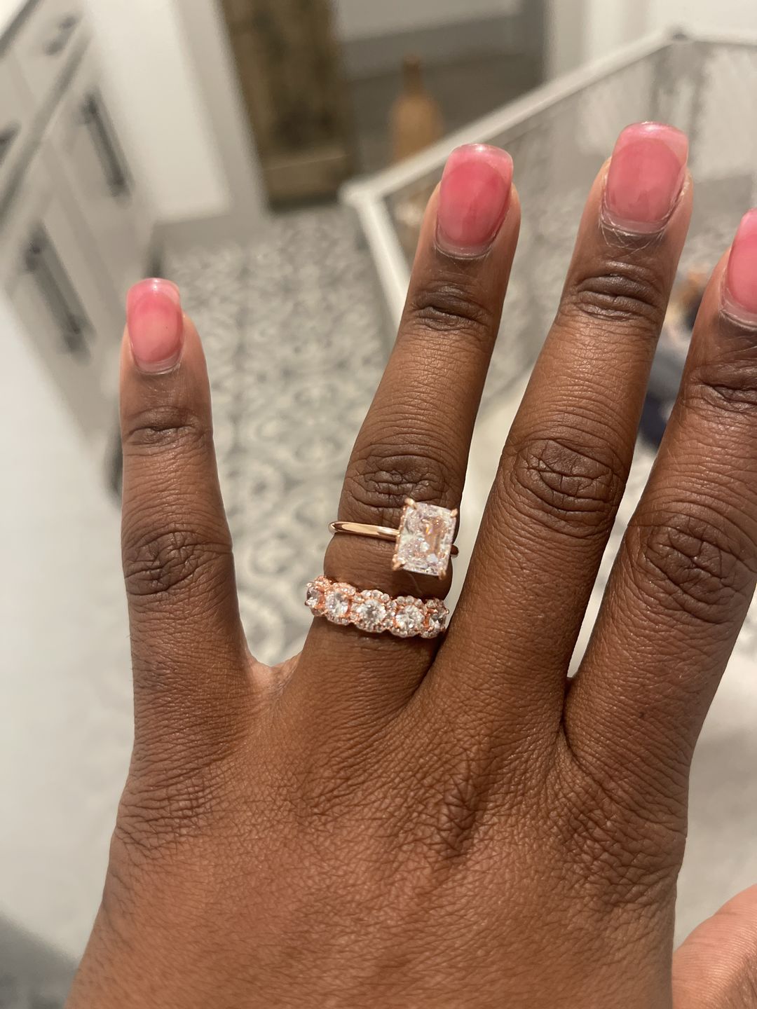 Customer photo review of S925 Round Cut 1.5 Ct Fashion Halo Five Stone Anniversary Ring In Sterling Silver